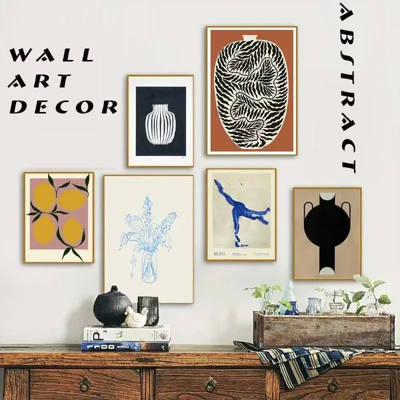 Abstract Minimalism Lemon Vase Geometric Wall Art Posters Prints Nordic Canvas Painting Wall Pictures for Living Home Decor