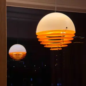 Vintage Sunset Retro Bauhaus Pendant Lamp - Gold Orange Globe Mood Lamp for Bedside Restaurant Bar Balcony Decor