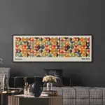 Mid Century Modern Canvas Print No Framed Bauhaus Art Wall Art for Living Room Horizontal Canvas Colorful Semicircles Unframed