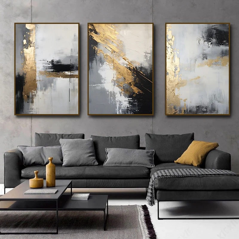 Abstract Modern Black Gold blue texture Minimalist Style Art Posters Canvas Painting Wall Prints Picture Living Room Home Decor