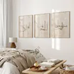 3pcs/set Islamic Muslim Canvas Print Minimalist Arabic Calligraphy Wall Art Poster for Eid Al-Fitr Living Room Home Decor Gifts