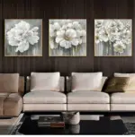Mintura Wall Picture for Living Room Oil Paintings on Canvas Hand Painted Many White Flowers Hotel Decor Home Art No Frame