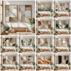 2pcs/set Japanese Retro Wabi Sabi Mountains Abstract Canvas Print Poster Modern Minimalist Art Print Home Decor Wall Art Poster