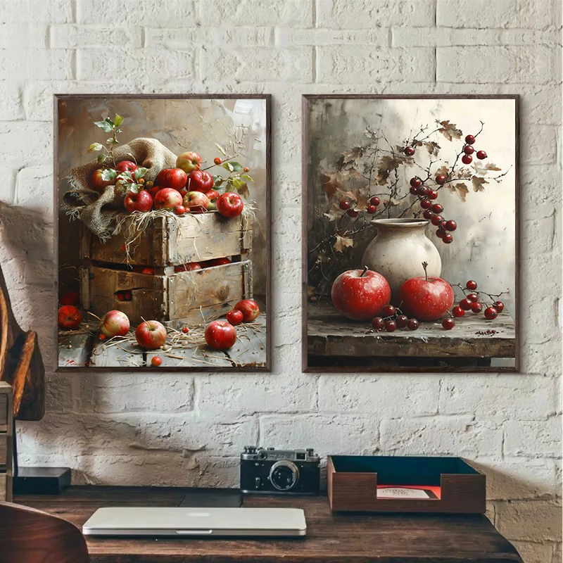 Vintage Still Life Poster Prints Lemon Olive Tree Plants in Vase Wall Art Canvas Painting Botanical Antique Home Room Decor - Image 4