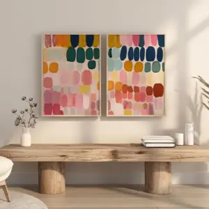 Frameless Cute and Colorful Brushstrokes Poster Prints,Modern Abstract Smear,Teen Girl Room Dormitory Decor,Apartment Decor