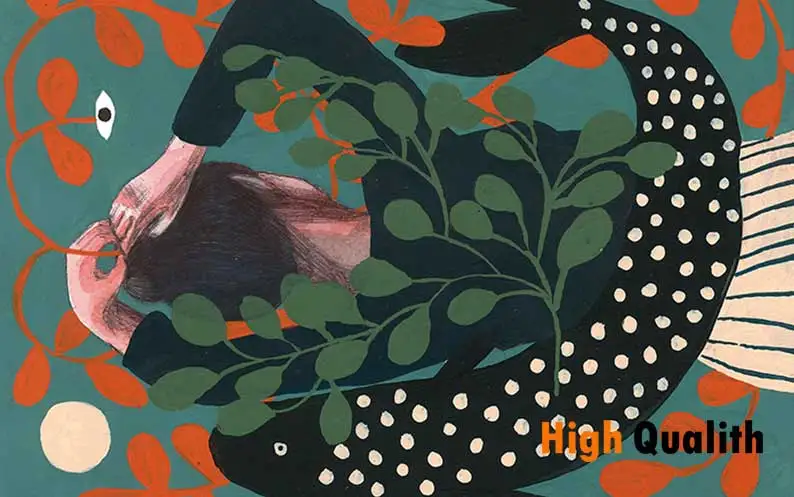 Nordic Canvas Painting for Home Decor, Woman Illustration Posters, Fish and Animals Prints, Jagua Wall Art, Living Room Image - Image 6