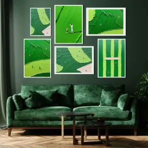 Abstract Green Golf Scene 3D Texture Art Canvas Painting Nordic Style Minimalist Creative Posters Modern Living Room Home Decor