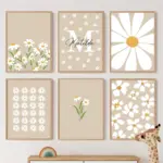 White Flower Daisy Poster Wall Art Canvas Painting Print Paintings Nordic Wall Pictures Kids Bedroom Home Decor