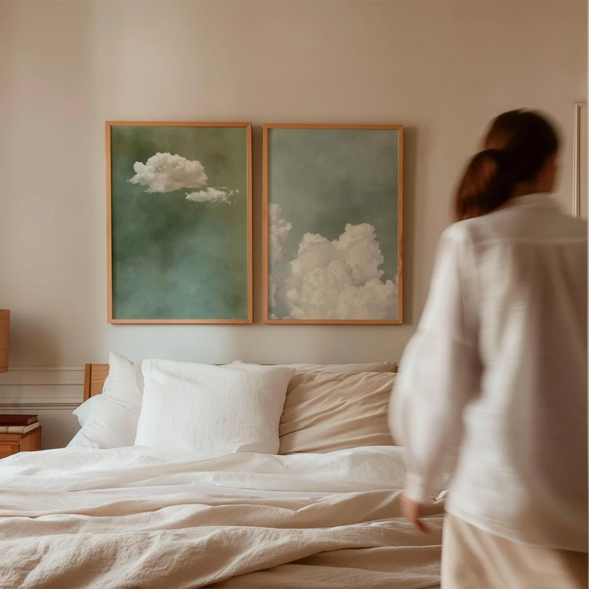 2pcs/set Sage Green Cloud Sky Abstract Canvas Print Poster Modern Minimalist Art Prints Home Decor Wall Art Poster Gift-unframed - Image 6