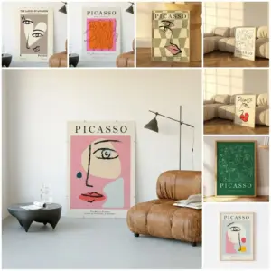 Picasso Exhibition Wall Art Print Abstract Vintage Minimalist Face Body Canvas Painting Poster Picture for Home Decor