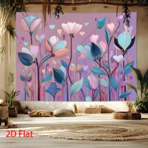 Whimsical Pastel Floral Heart Tapestry for Bedroom Living Room Decor Dreamy Art Backdrop Boho Home Design