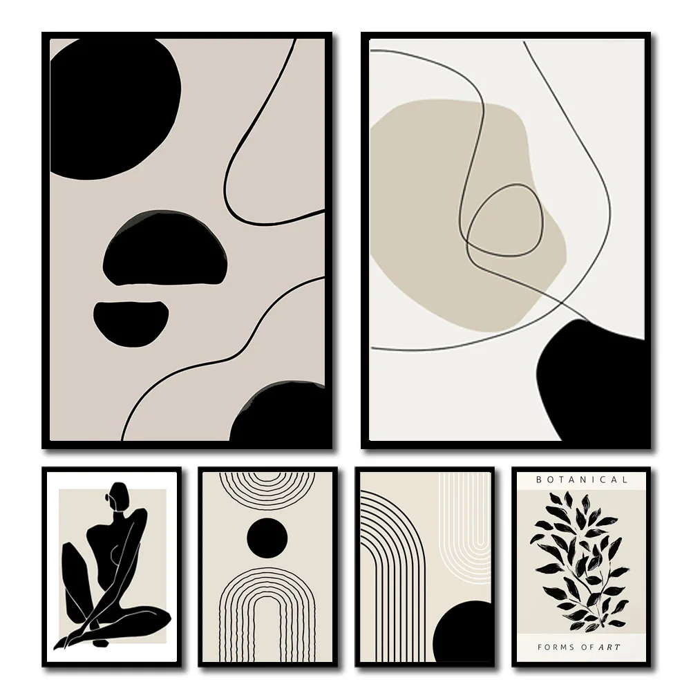 Geometric Leaf Rainbow Abstract Boho Canvas Prints Bohemia Line Poster Nordic Room Wall Aesthetics Art Painting For Home Decor