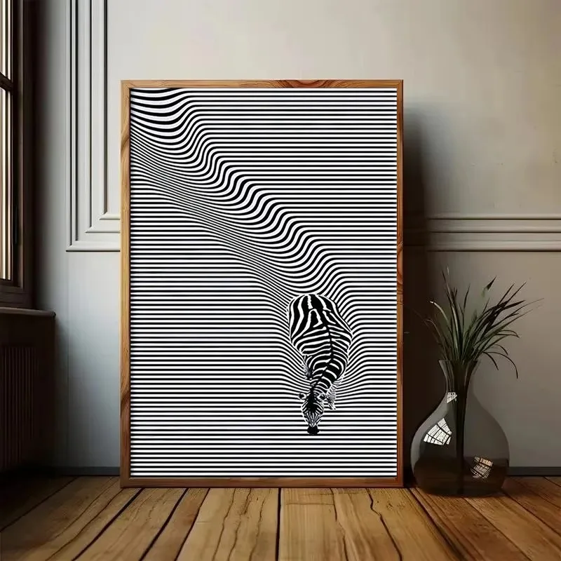 Striped Black and White Zebra Poster Canvas Painting Print Animal Aesthetic for Living Room Home Decor Cuadros