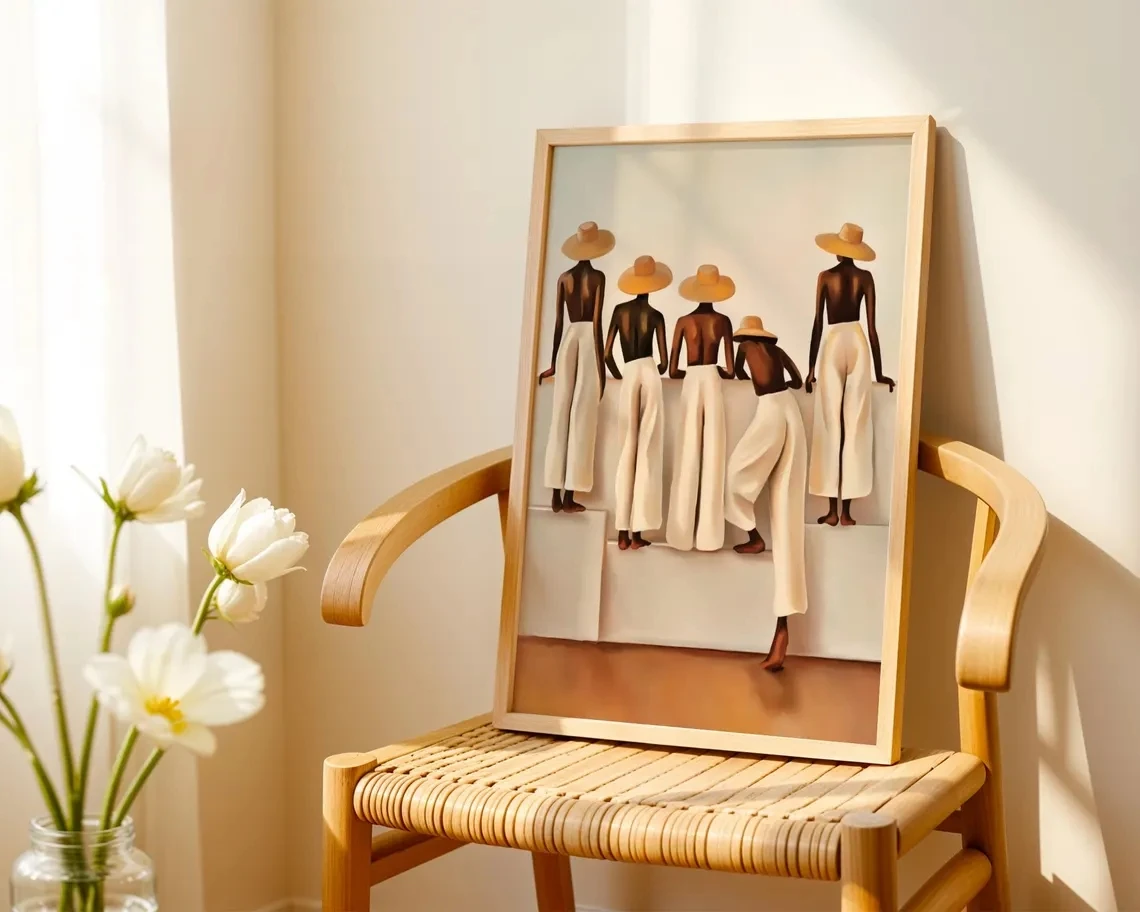 Beige Female Silhouette Wall Art Boho Printable Poster Wall Decor Minimalist Neutral Abstract Women Canvas Picture Home Decor - Image 5