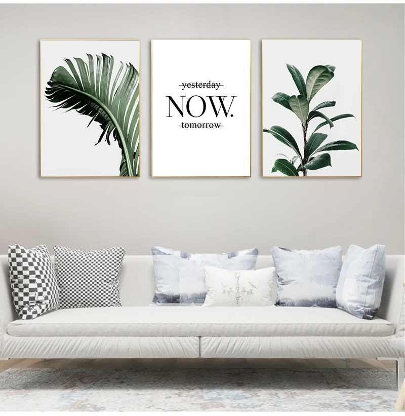 Nordic Gold Pineapple Green Leaves Canvas Painting Wall Art Letters Quotes Posters And Prints Plants Pictures For Living Room - Image 4