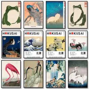 Japanese Art Landscape Poster Vintage Abstract Canvas Painting Grumpy Toad Print Retro Wall Art Picture for Room Home Decoration