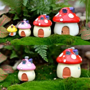Vintage Mushroom Houses Miniature Fairy Garden Home Houses Decoration Mini Craft Micro Landscaping Decor DIY Accessories