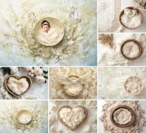 Mehofond Photography Background Boho White Flowers Newborn Birthday Party Baby Shower Art Portrait Decor Backdrop Photo Studio