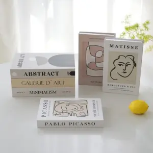 Luxury  Geometric Color Block Fake Book Home Decor Coffee Table Books Storage Box Abstract Decorative Books Picasso Matisse Boho