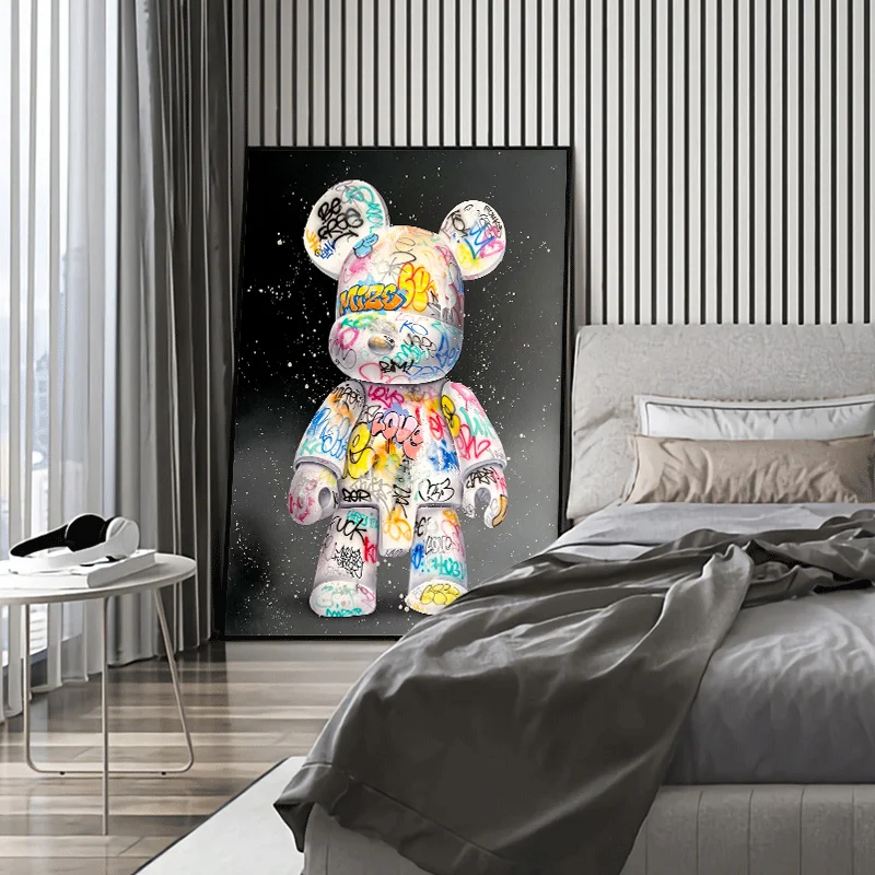 Cartoon Cute Beer Graffiti Canvas Painting Cartoon Character Pop Art Posters Street Wall Art Picture for Home Kawaii Room Decor - Image 3