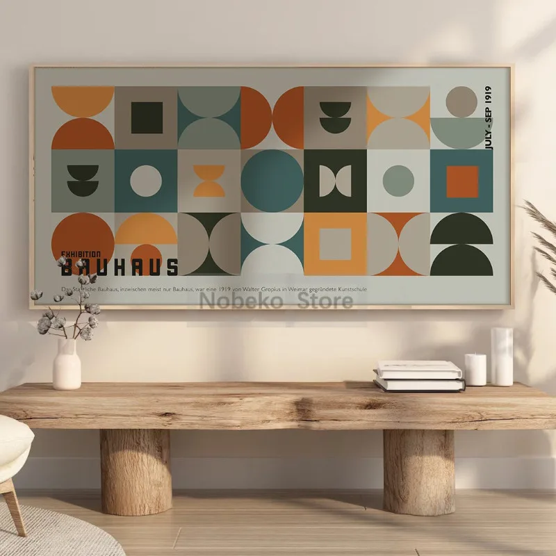 Bauhaus Geometric Exhibition Poster Large Minimalist Abstract Prints Canvas Painting Wall Art Pictures Home Room Modern Decor - Image 3