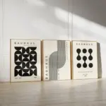 3pcs Frameless Black Bauhaus Wall,Geometric Print Collection,Abstract Geometric Art,Digital Art Download,Living Room Decoration