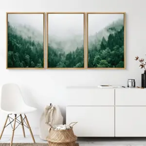 3PCS Natural Mountain Green Forest Canvas Wall Art Painting for Bedroom Office Living Room Posters and Prints Pictures Frameless