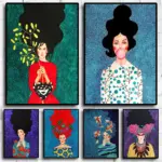 Abstract Girl Hair Flower Women Wall Art Canvas Painting Fashion Nordic Poster Wall Pictures For Living Room Mural Decor Cuadros