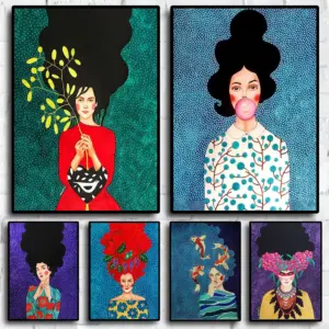 Abstract Girl Hair Flower Women Wall Art Canvas Painting Fashion Nordic Poster Wall Pictures For Living Room Mural Decor Cuadros