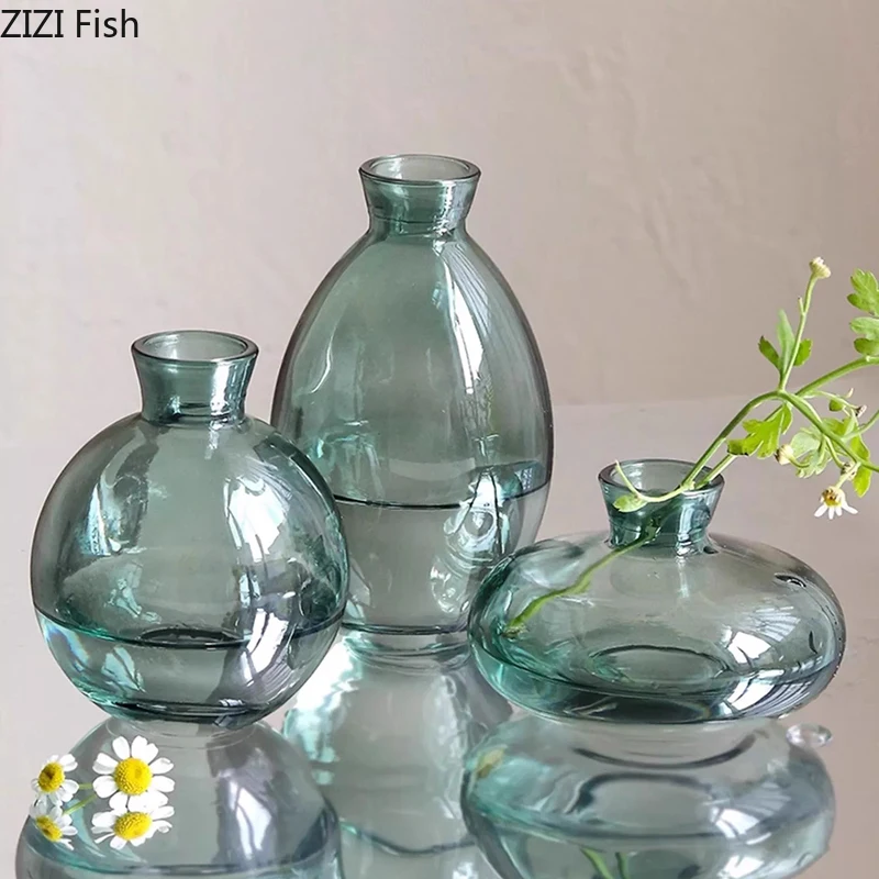 Minimalist Transparent Glass Vase Lovely Small Plant Pots Table Decoration Flower Arrangement Floral Vases Room Aesthetic Decor - Image 4