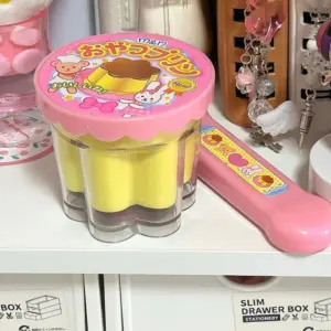 Feeding Pudding Feeding Toy Cute Pink Jelly Strawberry Pudding Set Desktop Ornament Models Desk interior for Children Funny Gift
