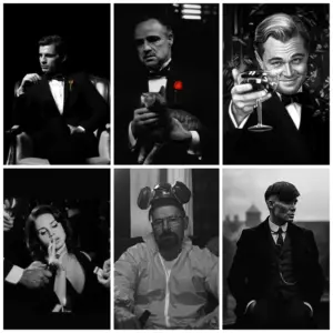 Classic Vintage Movie Posters Black Film Characters Posters and Picture Canvas Painting Wall Art Home Decor Print Mural Cuadros