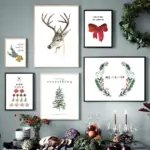 Christmas Santa Deer Snow Winter Posters And Prints Canvas Painting Nordic Wall Art Pictures For Living Room Home Decor
