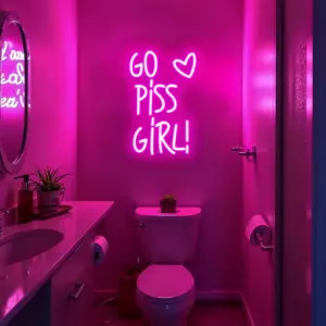Go Piss Girl Neon Sign, Restroom Wall Neon,Toilets Wall Art Neon Sign ,Unique Gift for Her, Funny Bathroom Decor Home Decor