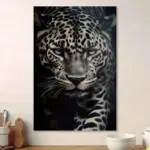 Stunning Leopard Head Canvas Art Print - Unframed Wall Decor for Bedroom, Living Room, Office, or Cafe - Black & White Animal