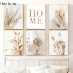 Beige Pampas Canvas Poster Reed Leaf Painting Poster Dried Grass Flower Art Prints Nordic Wall Posters Living Room Decoration