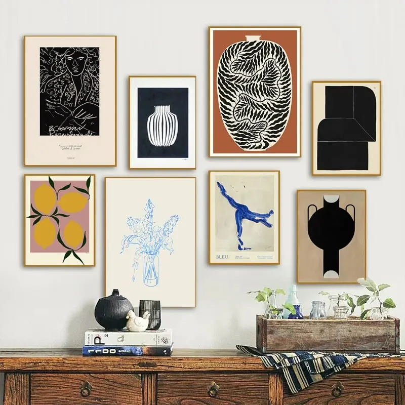 Abstract Minimalism Lemon Vase Geometric Wall Art Posters Prints Nordic Canvas Painting Wall Pictures for Living Home Decor