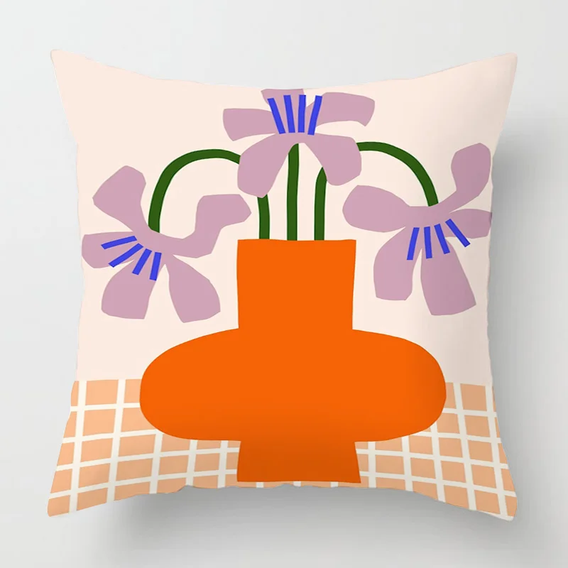 Four Seasons Universal Pillowcase Abstract Geometric Plant Illustration Printed Cushion Cover Home Cafe Decoration