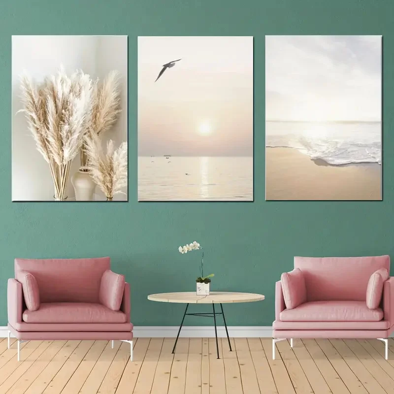 3pcs Canvas Prints Poster Modern Art Beautiful Seaside Scenery Sunset Posters Ideal Gift for Living Room Home Bedroom Decor - Image 4