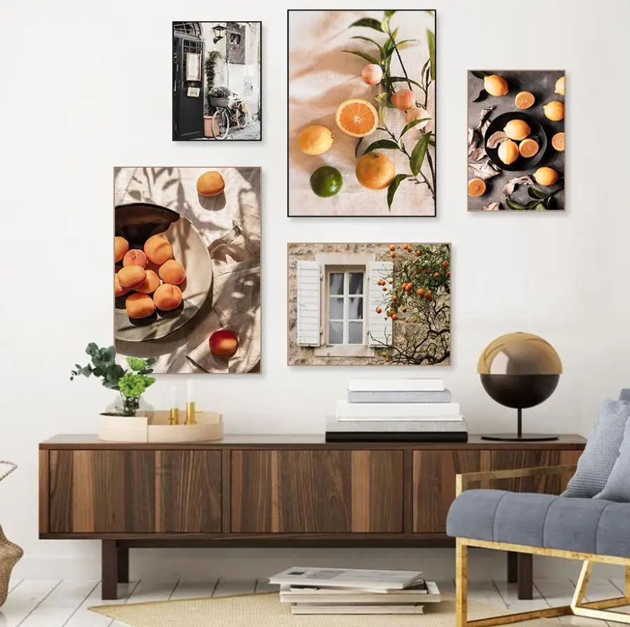 Nordic Europe Town Casual Landscape Canvas Picture House Beach Courtyard Sunlight Car Poster Lemon Bohemian Living Room Painting - Image 5