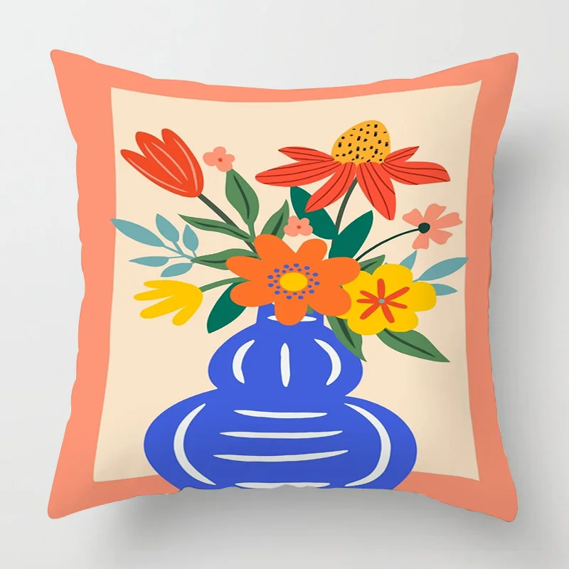 Four Seasons Universal Pillowcase Abstract Geometric Plant Illustration Printed Cushion Cover Home Cafe Decoration - Image 2