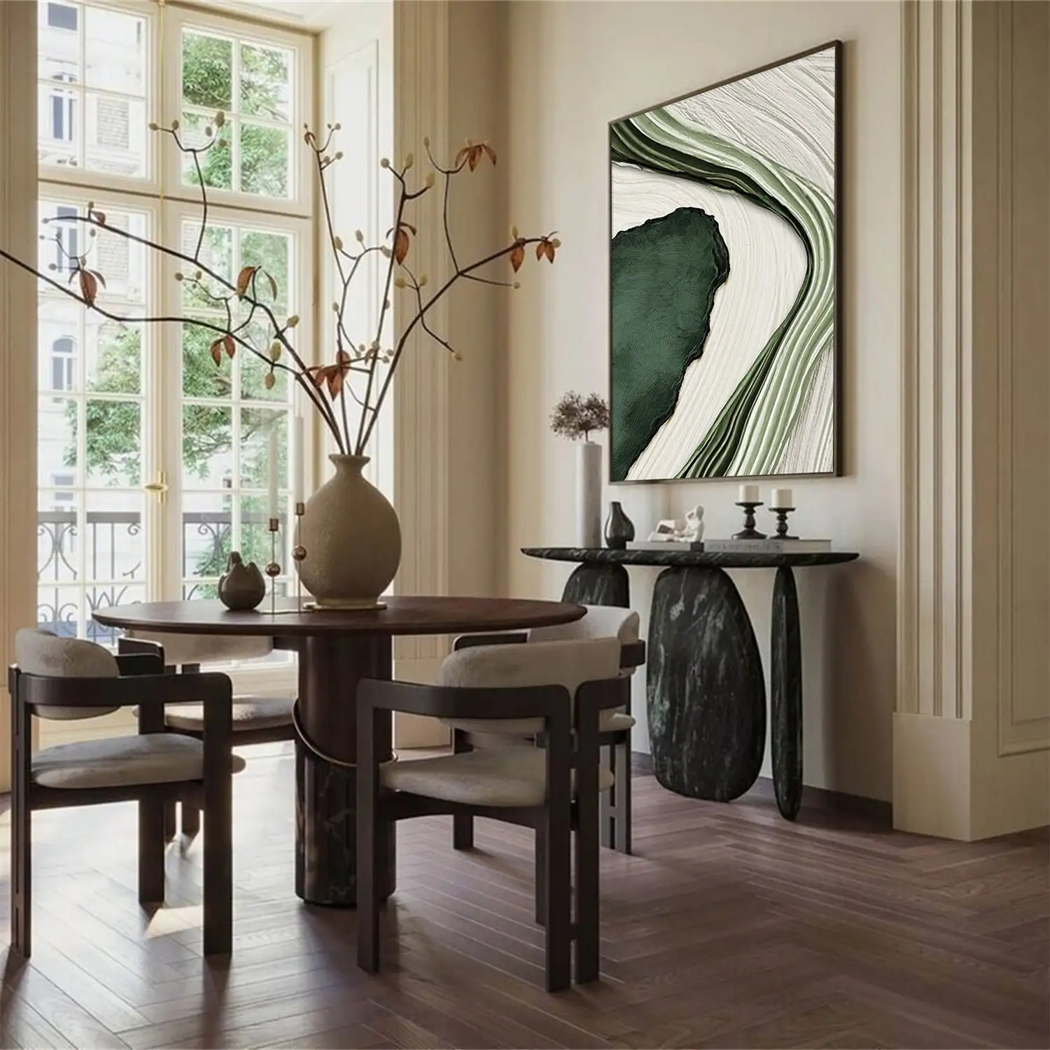 Gold Green Minimalist Abstract Art Canvas Painting 3D Large Texture Wall Art Poster Print Living Room Bedroom Porch Home Decor - Image 3