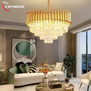 Golden Crystal Chandelier Nordic Modern E14 Bulb Luxury Living Room Pendant Lights Lustre Home Decor Dining Bedroom Hanging Lamp
