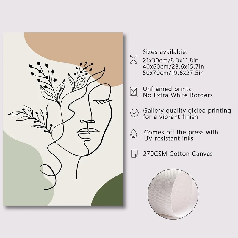 Boho Sage Green Plants Posters Abstract Artwork Geometric Wall Art Canvas Painting Nordic Art Poster Living Room Home Decor - Image 2