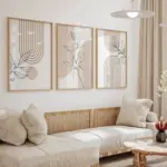 Frameless Neutral Wall Prints for Modern Minimalist Home Decor,Bohemian Plant Posters,Japanese Beige Living Room Bedroom Decor