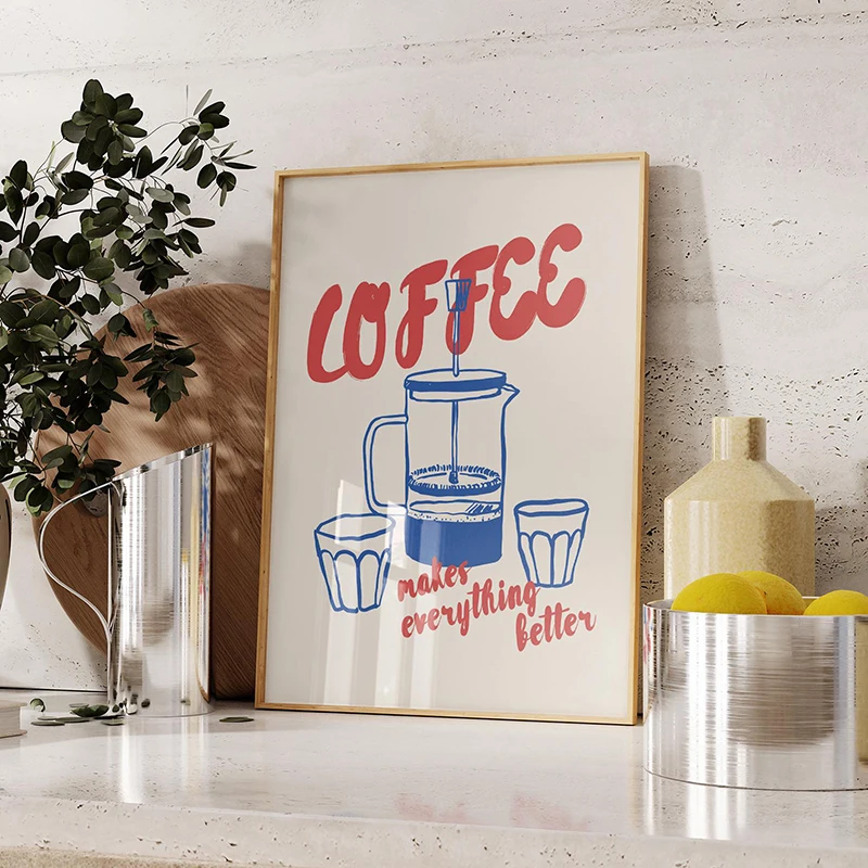 1 Piece Frameless Modern Fashion Retro Pasta Coffee Espresso Coffee Wall Art Painting Poster Picture Office Kitchen Home Decor - Image 3