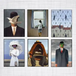Abstract Canvas Painting Rene Magritte Son of Man Poster Wall Art Pictures Cuadros  and Prints Decoration  for Living Room