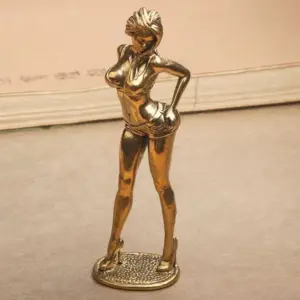 Solid Copper Bikini Women Statue Brass Figurines Sexy Girl Woman Statuette Beauty Crafts Collection Model Gifts For Friend