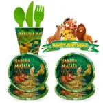 Lion King Cartoon Theme Party Decorate Happy Birthday Cake Fork Background Plate Tablecloth Baby Shower Baptism Packing