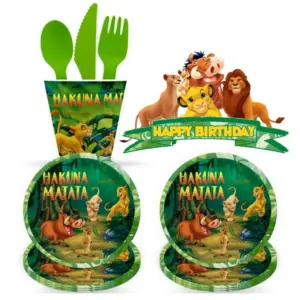 Lion King Cartoon Theme Party Decorate Happy Birthday Cake Fork Background Plate Tablecloth Baby Shower Baptism Packing